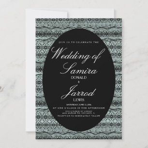 Invitation Mariage Arrière - plan de dentelle noire de la mai