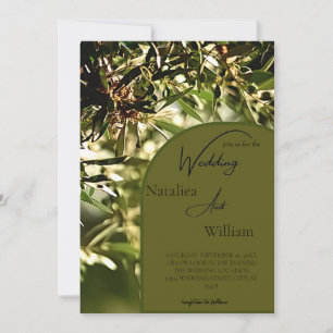 Invitation Mariage Arrière - plan d'olivier vert moderne
