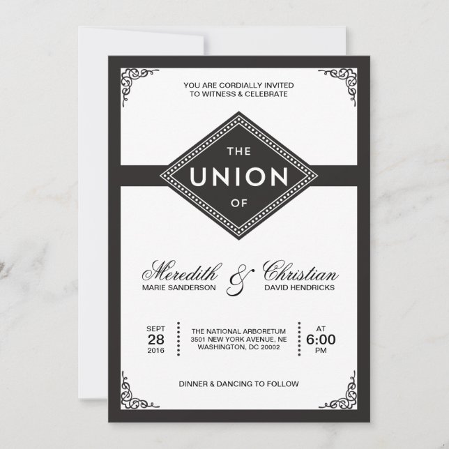 Invitation Mariage Art déco (Devant)