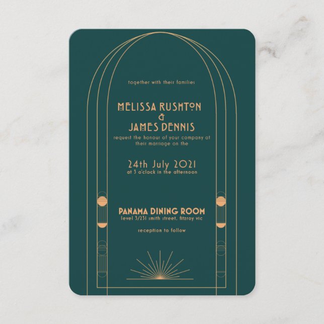 Invitation Mariage Art Déco (Devant)