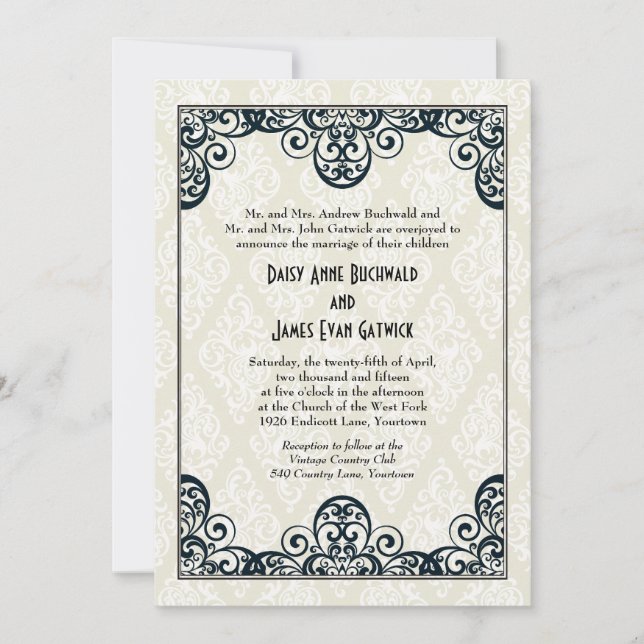 Invitation Mariage Art déco (Devant)