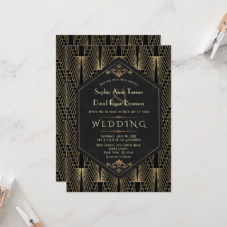 Invitation Mariage Art Déco Gatsby les Roaring Twenties