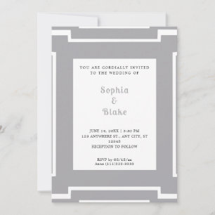 Invitation Mariage Art déco Gras or et Argent