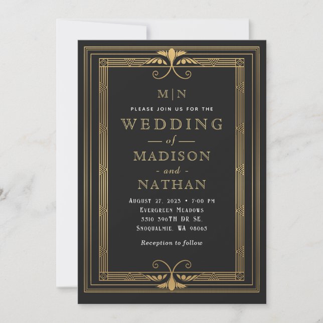 Invitation Mariage Art déco minimaliste moderne (Devant)