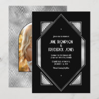 Mariage Art Déco Noir et Argent Moderne Gatsby