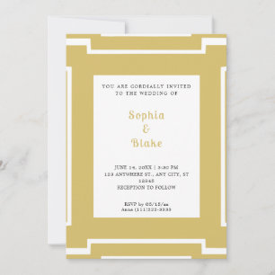 Invitation Mariage Art Déco Or et Blanc Gras
