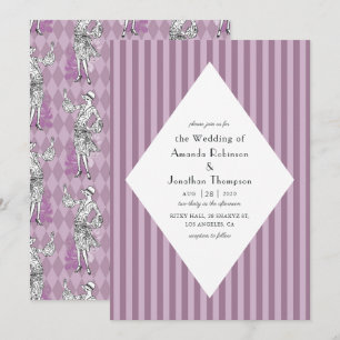 Invitation Mariage Art Déco Paris Rose et Violet