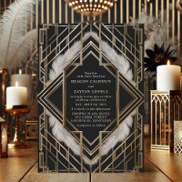 Mariage Art Déco Vintage à Plumes Noir et Or