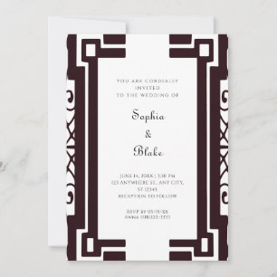 Invitation Mariage Art déco Vintage noir et blanc