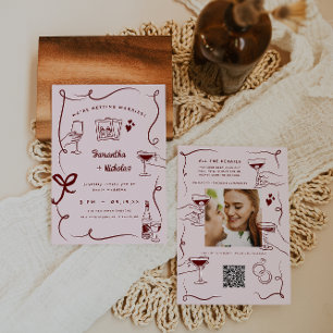 Invitation Mariage Art Doodle Rétro Fantaisiste
