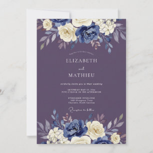 Invitation Mariage Art Floral Indigo
