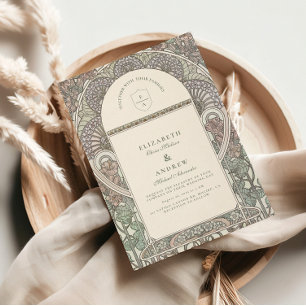 Invitation Mariage Art Nouveau à l'arche de rose vintage