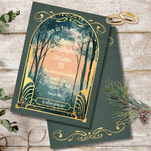 Invitation Mariage Art nouveau de la forêt enchantée