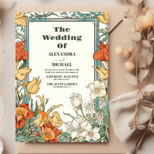 Invitation Mariage Art Nouveau Floral Vintage