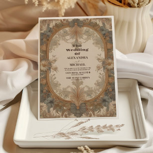 Invitation Mariage Art Nouveau Floral Vintage