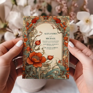 Invitation Mariage Art Nouveau Floral Vintage