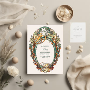 Invitation Mariage Art Nouveau Flore Vintage 