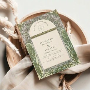 Invitation Mariage Art Nouveau olive