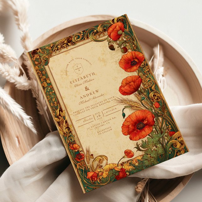 Invitation Mariage Art Nouveau Poppy (Créateur téléchargé)