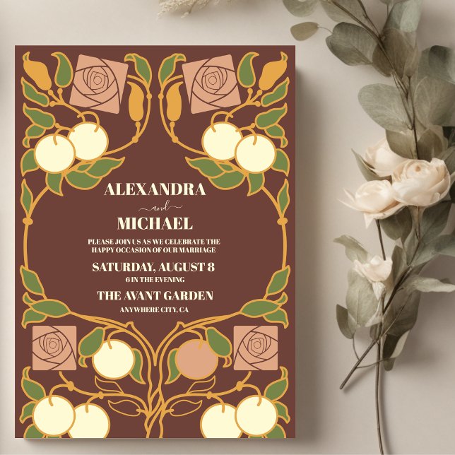 Invitation Mariage Art nouveau vintage (Créateur téléchargé)