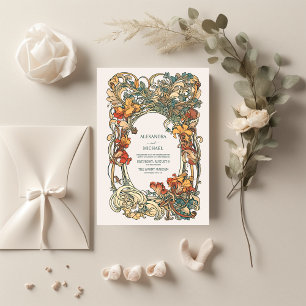 Invitation Mariage Art Nouveau Vintage Flora 