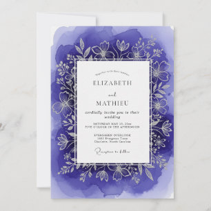 Invitation Mariage Artistique Botanique Indigo