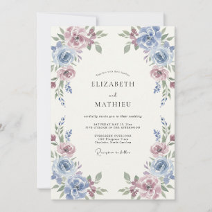 Invitation Mariage Artistique Botanique Mauve