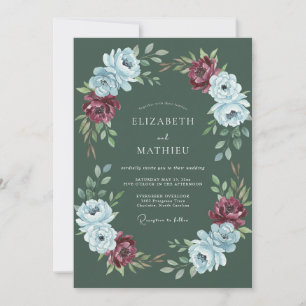 Invitation Mariage Artistique Botanique Vert Forêt