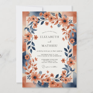 Invitation Mariage Artistique d'Automne en Terre Cuite et Nui