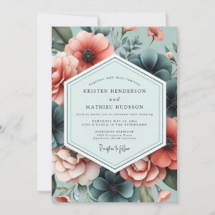 Invitation Mariage Artistique de Corail sur Ardoise