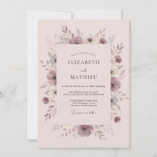 Invitation Mariage Artistique Fleur Mauve