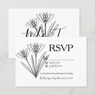 Invitation Mariage artistique minimaliste de la ligne de fleu