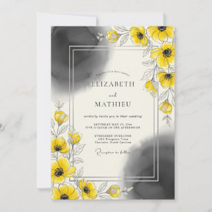 Invitation Mariage artistique moderne jaune