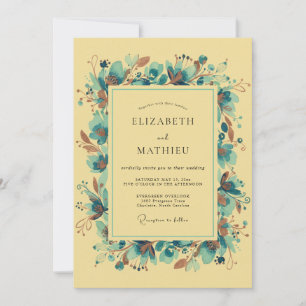 Invitation Mariage Artistique Vintage Jaune