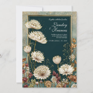 Invitation Mariage Astrantia sarcelle givré humeur
