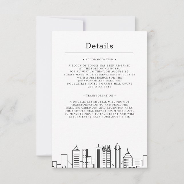 Invitation Mariage Atlanta | Détails de l'invité (Devant)