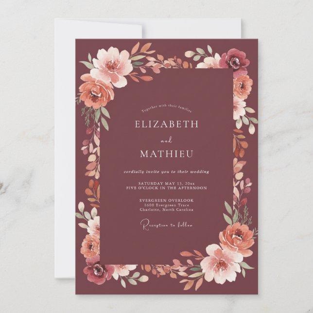 Invitation Mariage Atmosphérique Automnal Bordeaux (Devant)