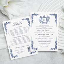 Mariage au Blason de Crest Monogram Vintage Bleu a