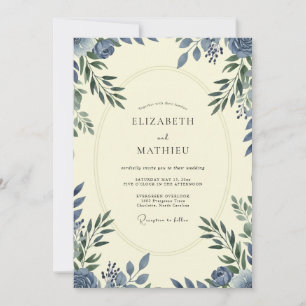 Invitation Mariage au Bleuet Eucalyptus au Feuillage Ardoise