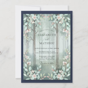 Invitation Mariage au bois de eucalyptus brumeux
