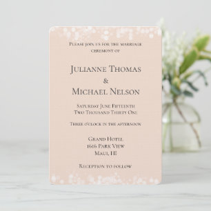 Invitation Mariage au bokeh blanc rose pêche