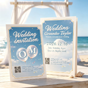 Invitation Mariage au bord de la mer Bleu