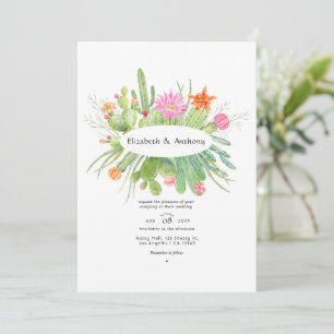 Invitation Mariage au Cactus Aquarelle