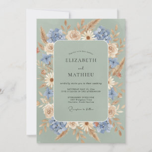 Invitation Mariage au Champagne Bleuet Pampa Eucalyptus