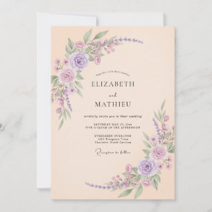 Invitation Mariage au Champagne Rose Lilas