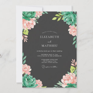 Invitation Mariage au Charbon de Bois, Eucalyptus et Succulen