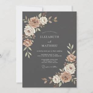 Invitation Mariage au Charbon de Ranunculus Crème Douce Eucal