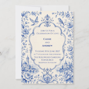 Invitation Mariage au château bleu de style chinoiserie