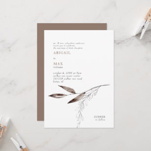 Invitation Mariage au Chocolat au Lait Feuillage Moderne 