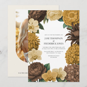 Invitation Mariage au Chocolat Brun, Caramel Doré & Beurre Te